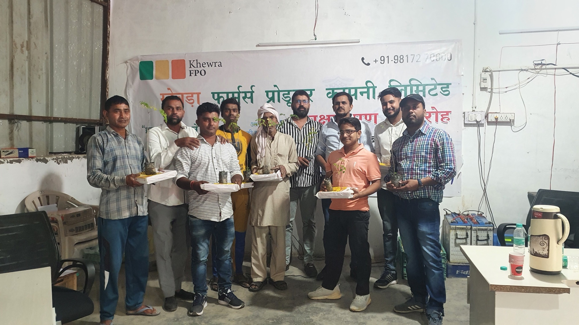Sapling distribution event at Khewra FPO office