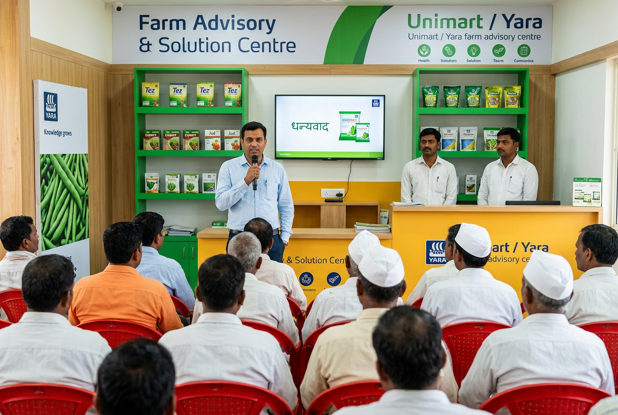 Farmer advisory session at the Unimart / Yara Farm Advisory Centre